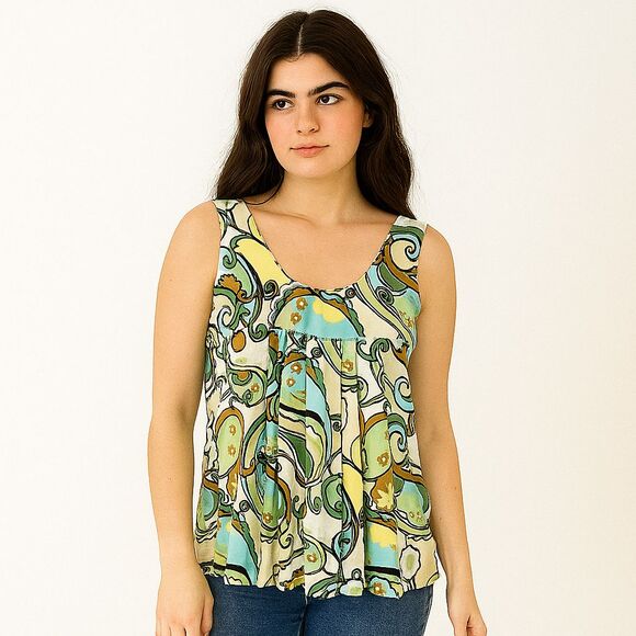Y2K Babydoll Top THX Thanx Collection Women's M Retro Psychedelic Paisley Groovy - Picture 1 of 6